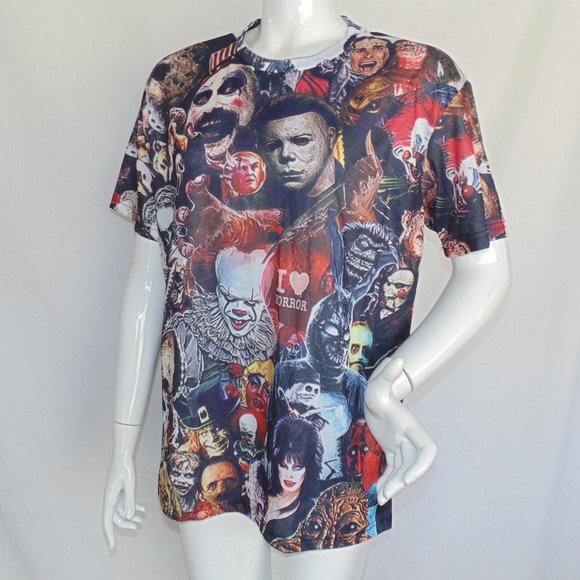 Horror Movie Villans Tee, M Collage, Short sleeve, Multicolor, Slashers, T-shirt - Picture 3 of 11